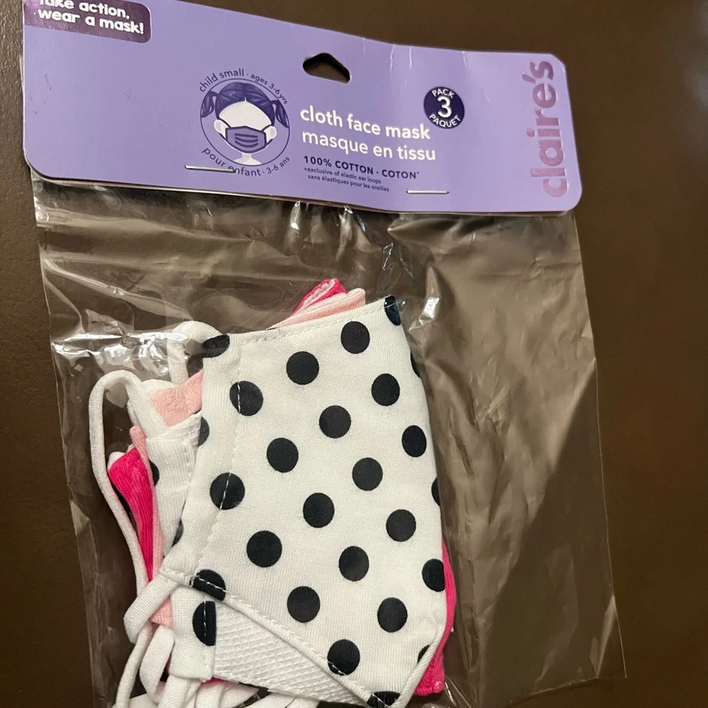 Claire's Black and Pink Kids Face Mask Trio